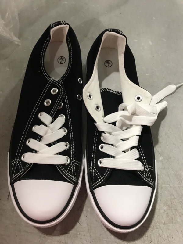 Photo 1 of Black Canvas Sneakers Stripe Sole 7