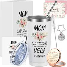 Photo 1 of ABROML Mom Gifts Presents for Mom Birthday Gifts Mothers Day Gifts From Daughter, Son, Birthday Gifts for Mom, Valentines Day Gifts for Mom, 20oz Wine Tumbler with Rose Gold Mirror, Keychai (Style 1)