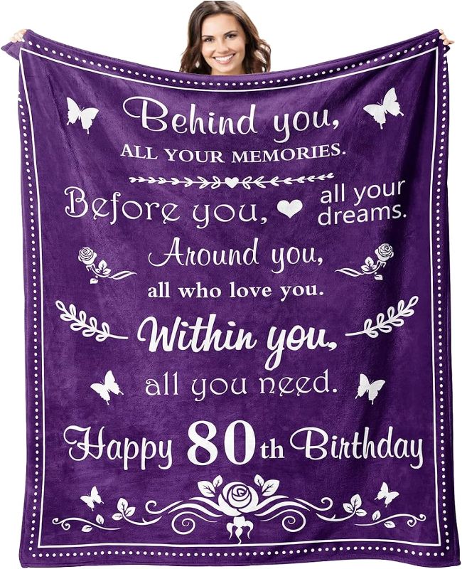 Photo 1 of 80th Birthday Gifts for Women Men 80 Year Old Birthday Gifts 80 Year Blanket Gifts 80th Funny Gift Idea 80th Birthday Gift Ideas Gifts for 80 Year Old Female Male Women Men (80th Birthday, 50"x60") 