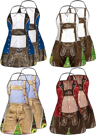 Photo 1 of 8 Pcs Oktoberfest Apron German Beer Party Costume Bavarian Novelty Apron for Women Men Cooking BBQ Party Favor Gifts 