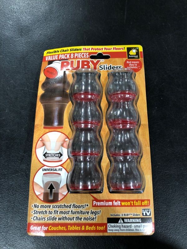View 2 of Ruby Sliders As Seen On TV by BulbHead - Red Means They’re Authentic - Premium Chair Covers Protect Hardwood & Tile Floors from Scratching - Fits Most Furniture Leg Sizes & Shapes - 8 Pack Clear