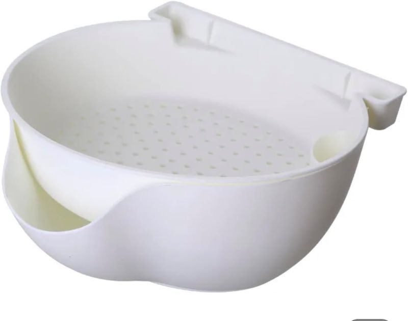 Photo 1 of AYESHAL'S Multifunctional fruits and vegetables basket (White) “Double Dish Snack Bowl with Phone Holder: Elevate Your Snacking Game!”
