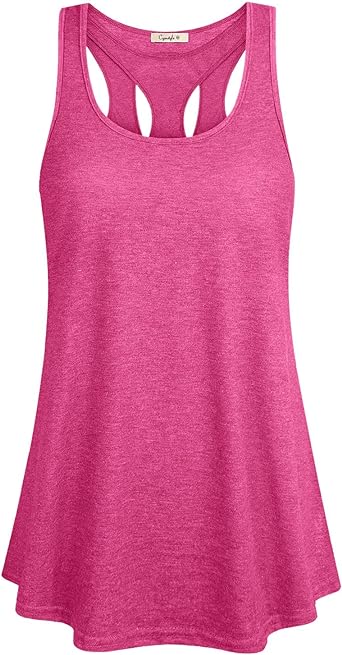 Photo 1 of Cyanstyle Women's Sleeveless Scoop Neck Flowy Loose Hollow Yoga Soft Casual Summer Tank Large