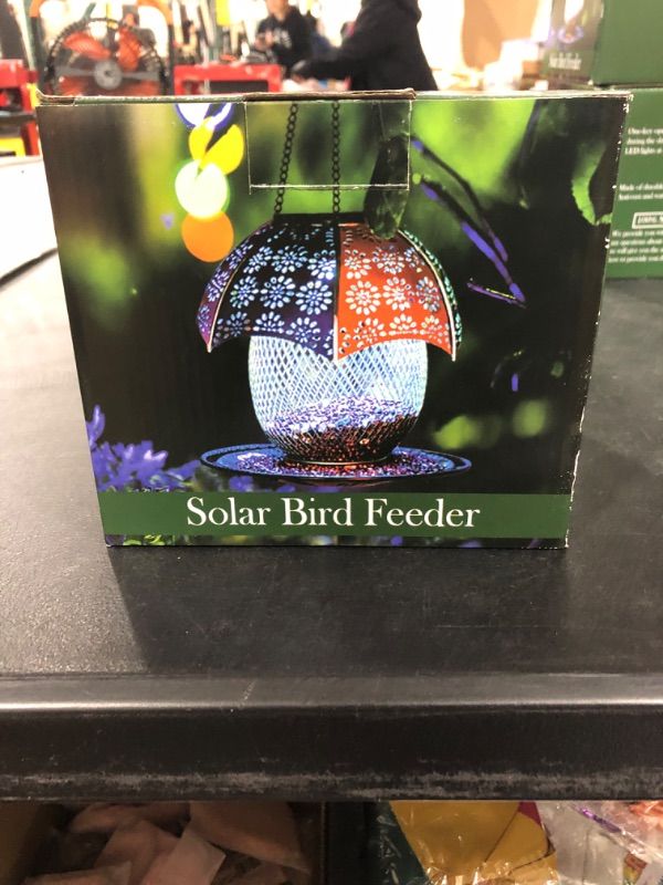 Photo 1 of 2023 New Solar Bird Feeders Outdoors Hanging with Automatic Color Changing LED Lights, Metal Wild Bird Feeders Provides 2LBs Capacity, Hanging Bird Feeder Makes an Ideal Gifts for Bird Lovers (Green)
