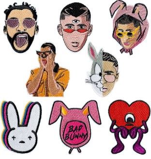 Photo 1 of 8 Pcs Bunny Rapper Iron on Patches for Clothing Funny Sew on Applique Repair Embroidered Patch Fashion DIY Craft Accessories Gifts for Clothing Jackets Jeans Pants Dress Backpack Hat