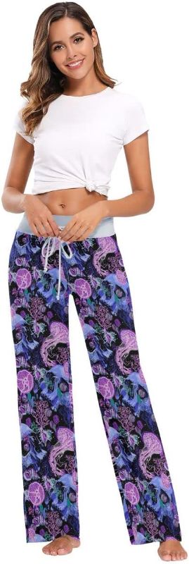 Photo 1 of Aeoiba Women's Pajamas Comfy Pajama Lounge Pants Psychedelic Skulls Drawstring Wide Leg Palazzo Pants, Large
