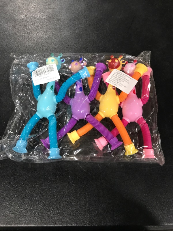 Photo 2 of 4 Pcs LED Telescopic Suction Cup Giraffe Toy, Giraffe Telescopic Tube, Unique Cute Animal Design Stretchy Suction Cup Toy, Decompress Educational Sensory Toys (Multicolour)
