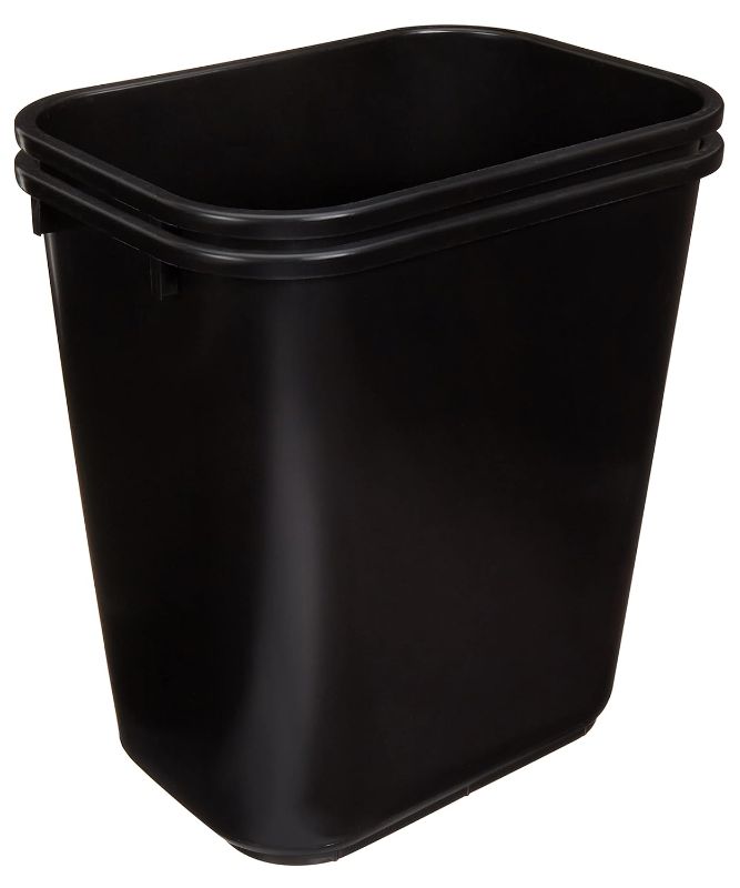 Photo 1 of 2 Pack Black Wastebasket with Lid 