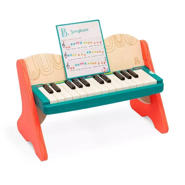 Photo 1 of B. toys wooden toy piano with songbook, piano wooden toy, music toy, musical instrument to learn to play the piano for children from 3 years old.