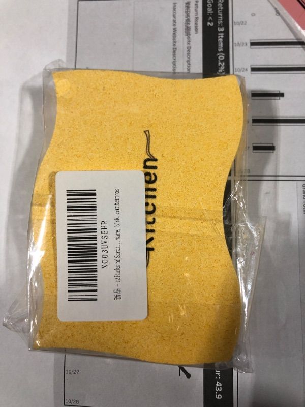 Photo 1 of 12-Count Cleaning Scrub Sponge- Compressed Cellulose Sponges Non-Scratch Natural Sponge for Kitchen Bathroom Cars, Funny Cut-Outs DIY for Kids (Yellow)