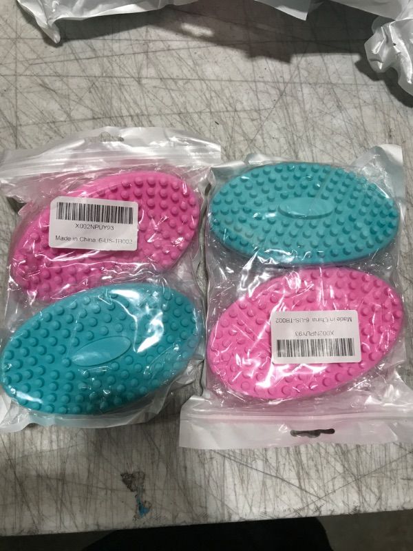 Photo 2 of 2 PACK- Silicone Body Scrubber 2 Pack, ABOLINE Exfoliating Silicone Shower Loofah Body Bath Brush,Easy to Clean,Long Lasting,Face and Body Clean Massage,Skin Exfoliation(Green&Pink)
