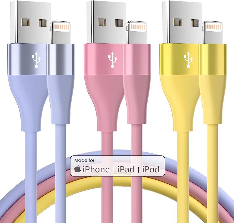 Photo 1 of [Apple MFi Certified] iPhone Charger 3Pack 10FT Lightning Cable Fast Charging iPhone Charger Cord Compatible with iPhone 14 13 12 11 Pro Max XR XS X 8 7 6 Plus SE and More - Colorful 