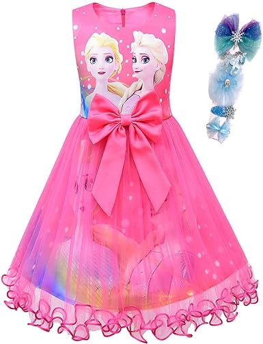 Photo 1 of 6T-7T- Princess Elsa Dress for Girls Princess Fancy Dress Queen Costume with Hairpin