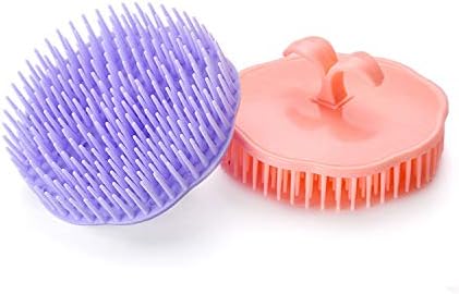 Photo 1 of 2 PACK-Hair Scalp Brush Dandruff Cleaning Shower Shampoo Massager Pack of 2 (Orange and Violet) 