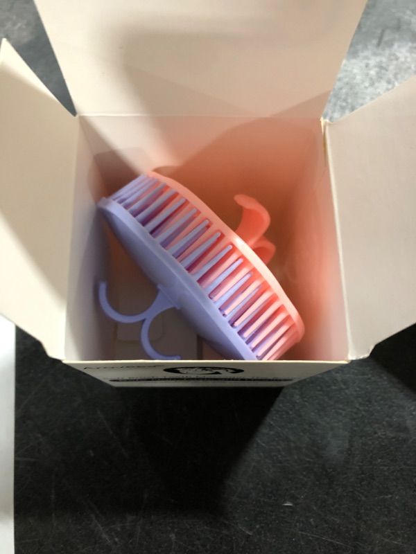 Photo 2 of 2 PACK-Hair Scalp Brush Dandruff Cleaning Shower Shampoo Massager Pack of 2 (Orange and Violet) 