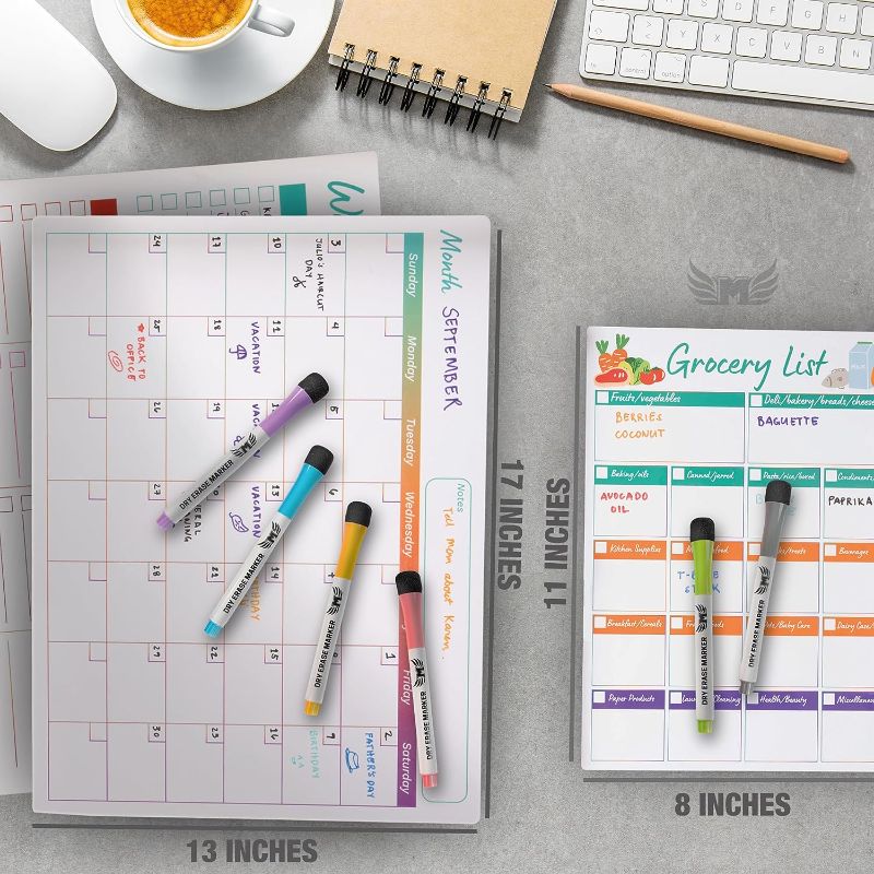 Photo 1 of Magnetic Calendar for Fridge Set of 3 17”x13” Fridge Calendar Dry Erase, Weekly Planner Magnetic Fridge to-do List Family Calendar | Includes 6 Dry Erase Pens by Mommy Marvel
