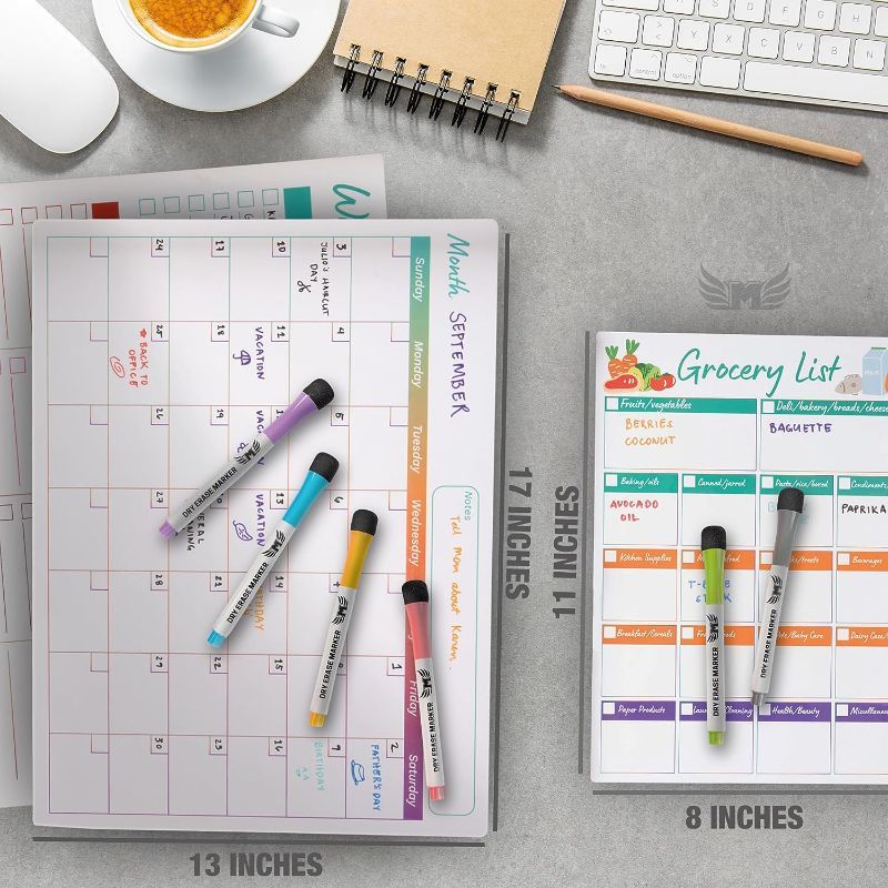 Photo 1 of Magnetic Calendar for Fridge Set of 3 17”x13” Fridge Calendar Dry Erase, Weekly Planner Magnetic Fridge to-do List Family Calendar | Includes 6 Dry Erase Pens by Mommy Marvel
