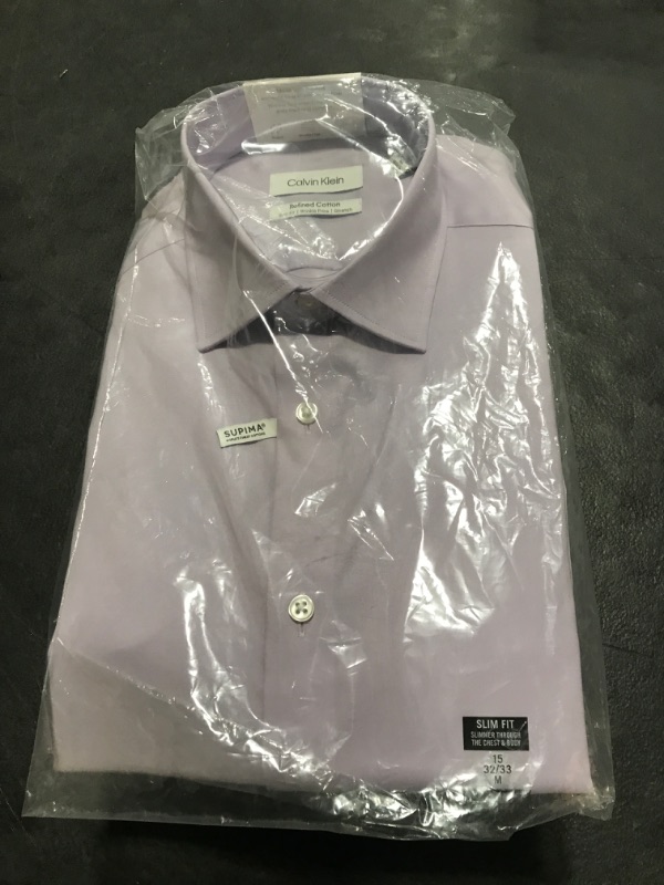 Photo 2 of Calvin Klein Men's Refined Slim Fit Stretch Dress Shirt size medium 