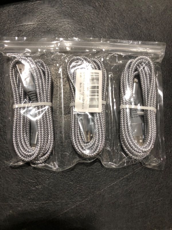 Photo 2 of iPhone Charger 3 Pack 10 ft MFi Certified Lightning Cable Nylon Braided Cable iPhone Charger Fast Charging Cord Compatible with iPhone 14 13 12 11 Pro Max XR XS X 8 7 6 Plus and More Gray White