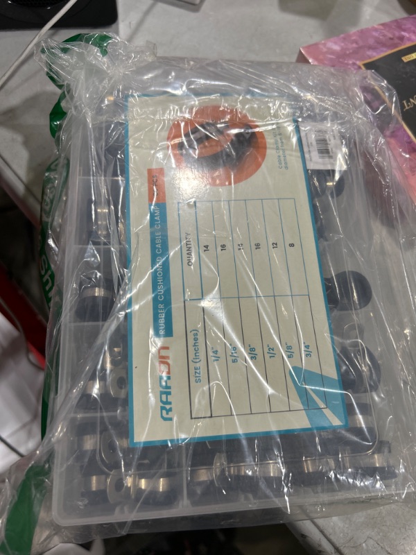 Photo 1 of RAAON Cable Clamps 80PCS - 304 Stainless Steel Rubber Cushion Pole Clamps - Wire Clamps in 6 Sizes 1/4'' 5/16'' 3/8'' 1/2'' 5/8'' 3/4'' - Ideal for Metal Electric Wires, Fuel line Hose & Automotive