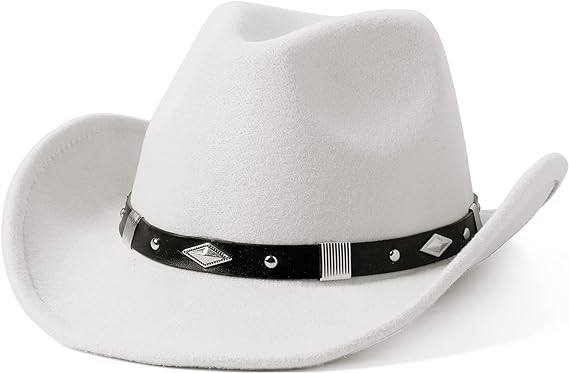 Photo 1 of Lanzom Classic Felt Wide Brim Women Men Western Cowboy Hat Cowgirl Hats with Buckle Belt Fit Size 6 8/7-7 1/4
