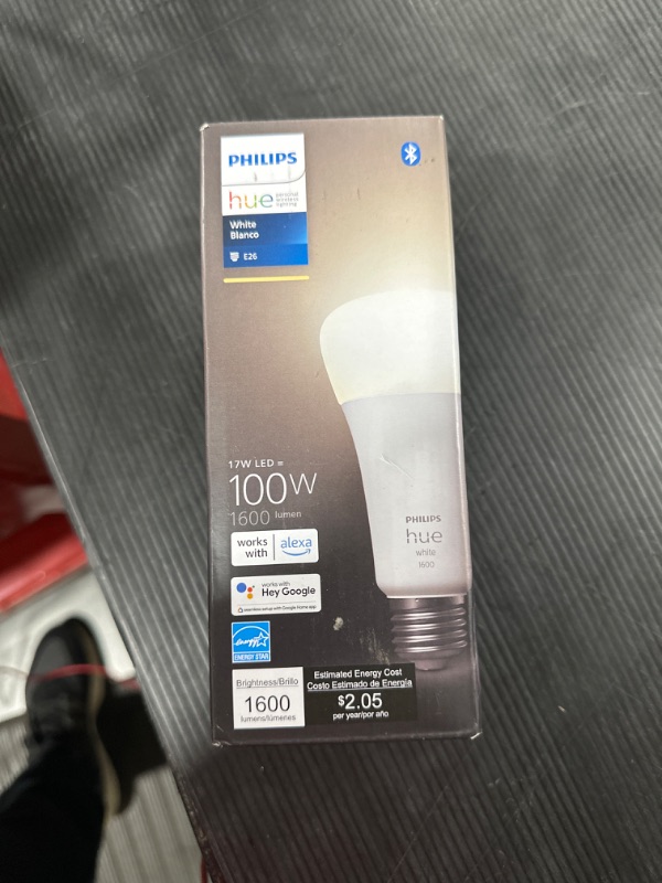 Photo 2 of Philips Hue White Ambiance A21 High Lumen Smart Bulb, 1600 Lumens, Bluetooth & Zigbee Compatible (Hue Hub Optional), Compatible with Alexa & Google Assistant
