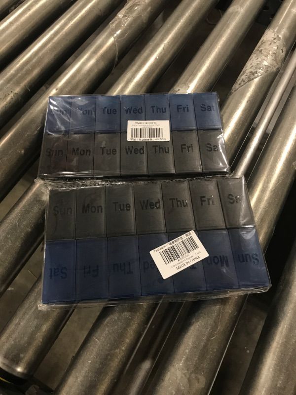 Photo 1 of 2 Pack Weekly Pill Organizer, Large Daily Vitamin Pill Box,Portable Travel Friendly 7 Day Pill Containers Medicine Holder (Black+Blue)