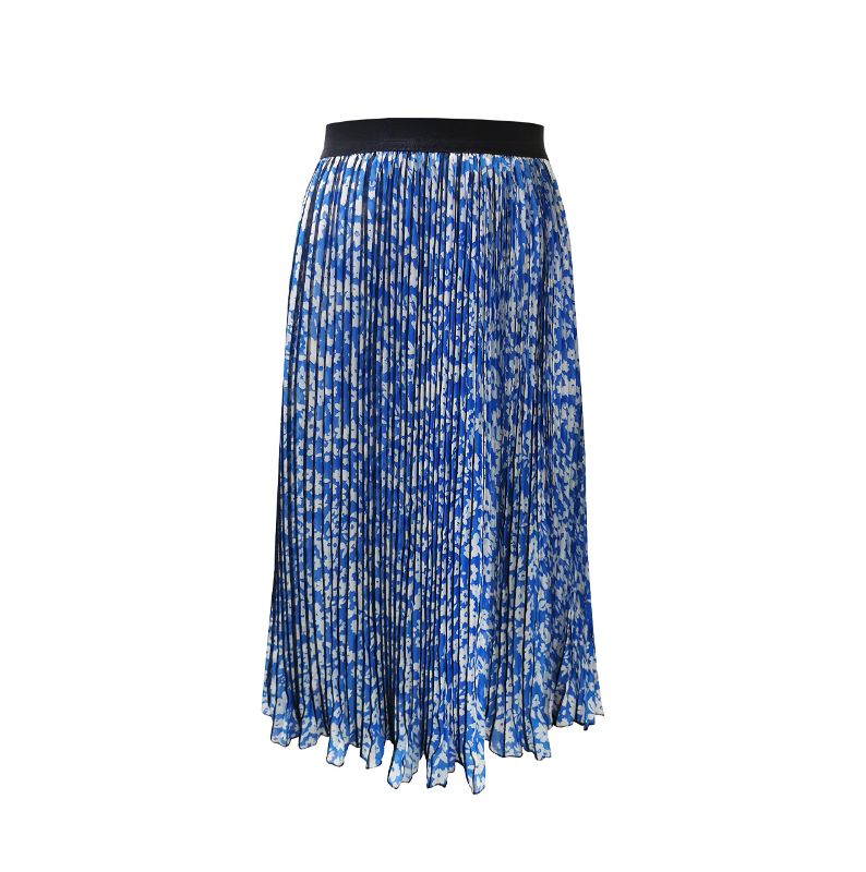 Photo 1 of Charis Allure Women's Floral Print Pleated Skirt A-line Chiffon Midi Skirts, Blue, Small