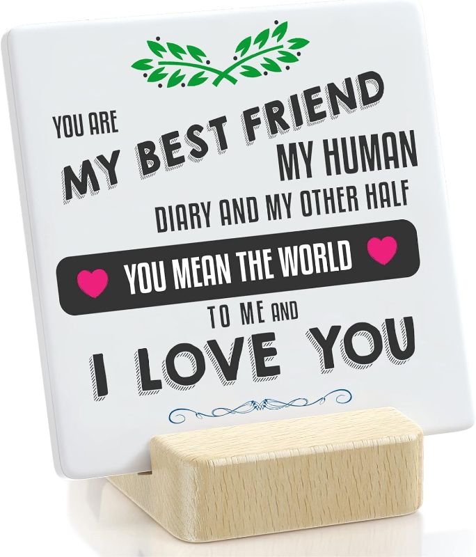 Photo 1 of Desk Decor Gifts for Best Friend, Plaque with Wooden Stand