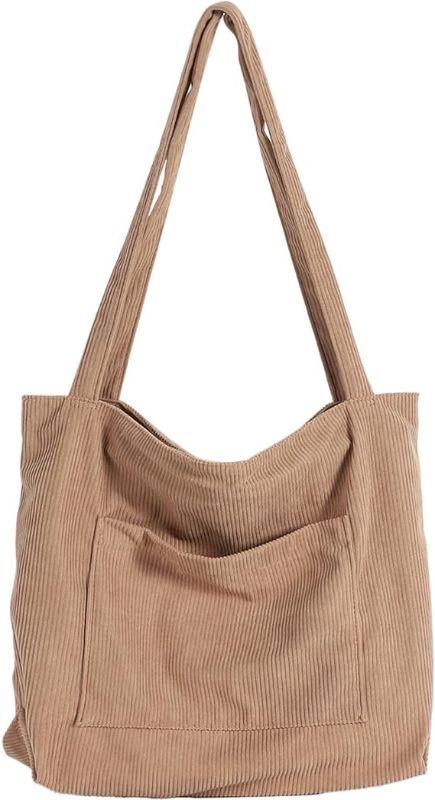 Photo 2 of  Women Corduroy Tote Bag, Large Shoulder Hobo Bags Casual Handbags Big Capacity Shopping Work Bag