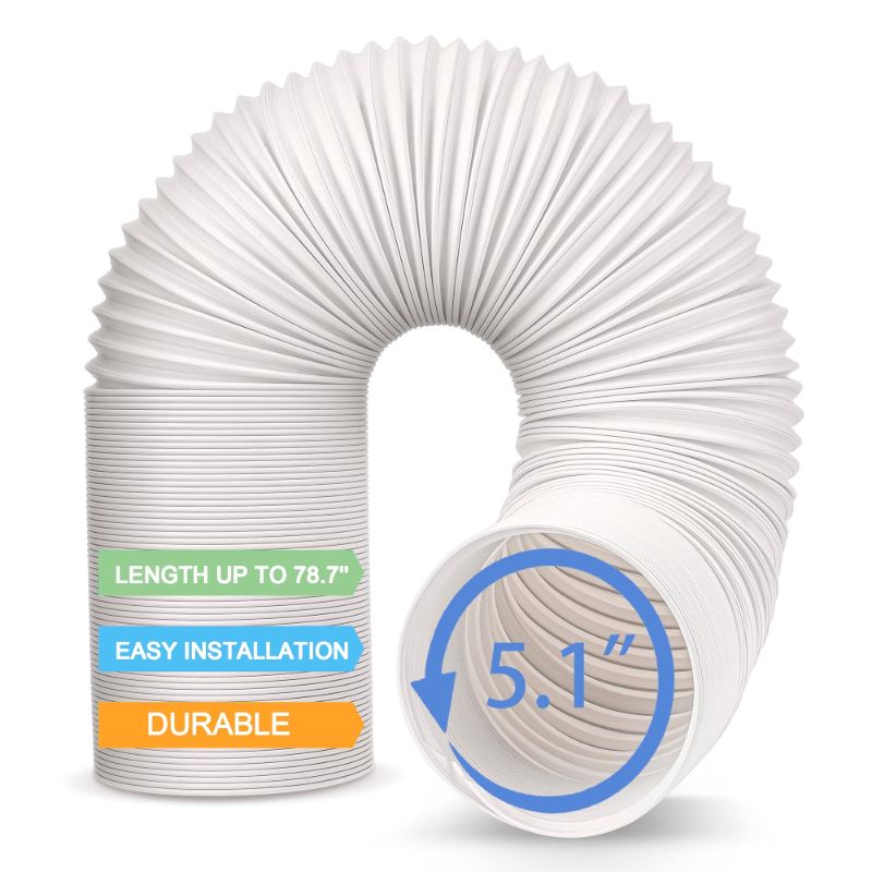 Photo 1 of Air Conditioner Hose, Portable Exhaust Vent Hose with 5.1 Inch Diameter, Counterclockwise AC Hose Length up to 80 Inch, Universal Replacement AC Vent Hose for LG, Delonghi and Many More Portable AC 5.1?5?'' - Counterclockwise