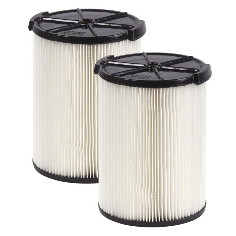 Photo 1 of RIDGID 1-Layer Standard Pleated Paper Filter for Most 5 Gallon and Larger Wet/Dry Shop Vacuums (2-Pack)
