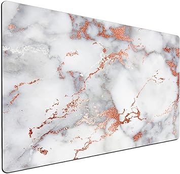 Photo 1 of Large Mouse Pad Extended Gaming Mouse Pads Computer Keyboard Mouse Mat Desk Pad for Work,Rose Gold and White Marble Stone 