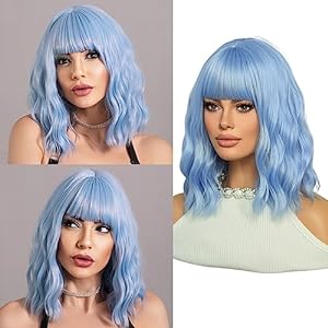 Photo 1 of 7JHH WIGS Long Wavy Costume Wigs Cosplay Mermaid wig for Women Halloween Party Used High Temperature Heat Resistant Fiber Natural Hairline Cos I Love Lucy Wig (14in, Sky Blue Wigs)