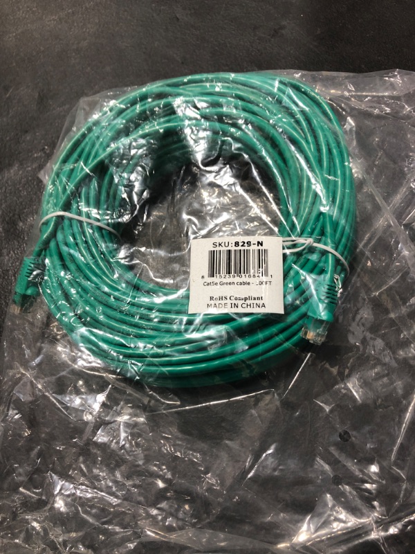 Photo 2 of Cmple Cat5e Network Ethernet Cable - Computer LAN Cable 1Gbps - 350 MHz, Gold Plated RJ45 Connectors - 100 Feet Green