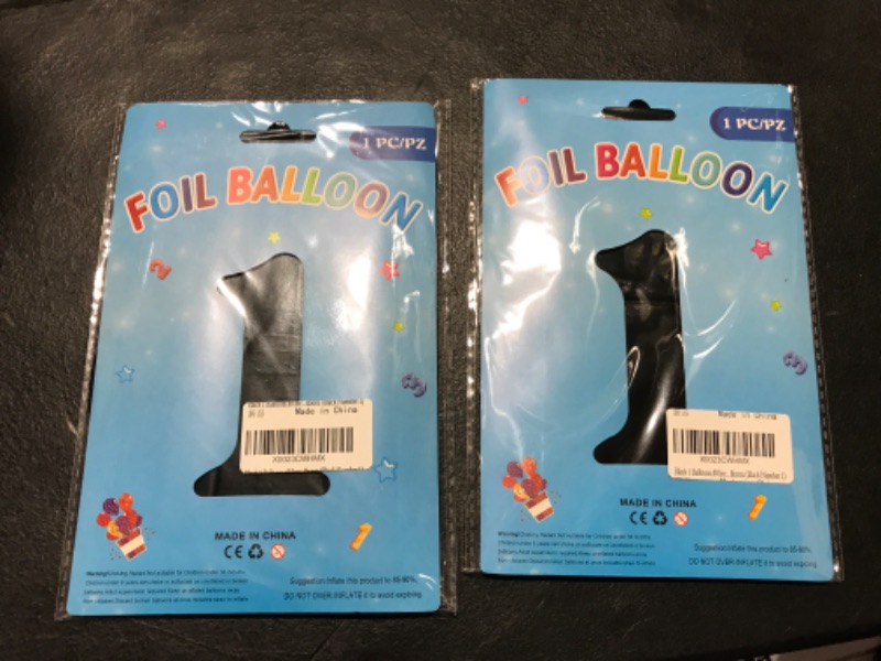 Photo 2 of 1 Number Balloon Black 40 inch Big Foill Birthday Party Decorations Wedding Anniversary Events Supplies---2 pack