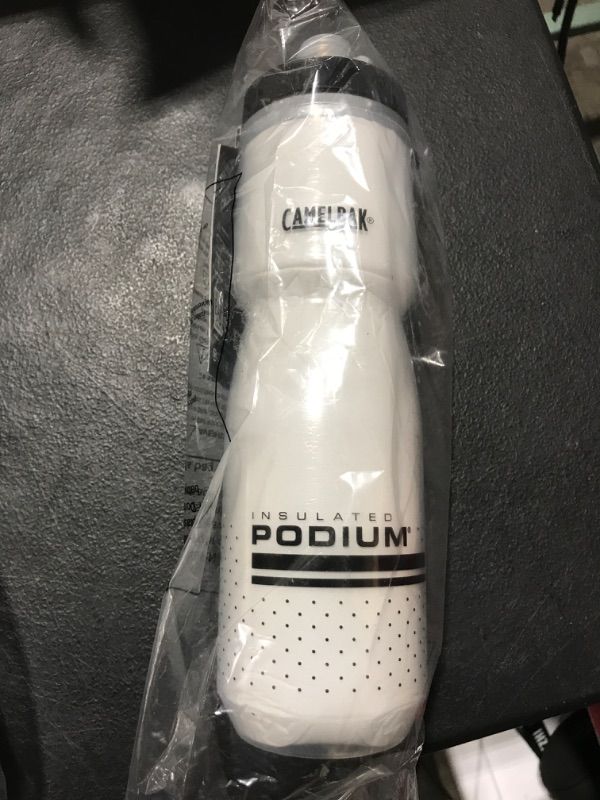 Photo 2 of CamelBak Podium Chill Insulated Bike Water Bottle - Easy Squeeze Bottle - Fits Most Bike Cages - 24oz, White/Black White/Black 24 oz Water Bottle