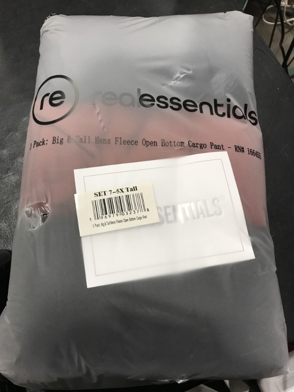 Photo 1 of Real Essentials 3 Pack: Men's Tech Fleece Active Athletic Casual Open Bottom Cargo Sweatpants with Pockets Big & Tall 5X Tall Set 7