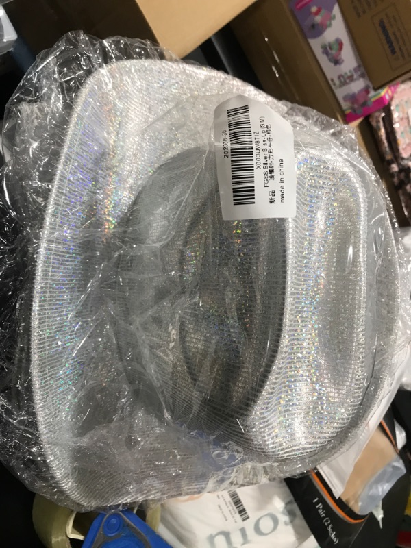 Photo 2 of FGSS Silver Space Holographic Cowgirl Hat - Western Cowboy Hat for Beach Party Music Festival Dress-Up (S/M) Holographic Silver-cattleman Crown Medium