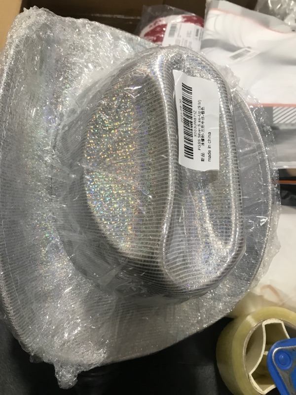 Photo 2 of FGSS Silver Space Holographic Cowgirl Hat - Western Cowboy Hat for Beach Party Music Festival Dress-Up (S/M) Holographic Silver-cattleman Crown Medium