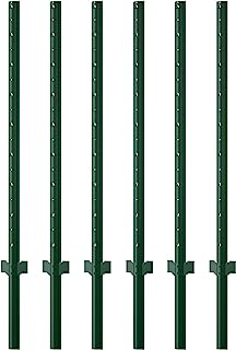 Photo 1 of Amagabeli Garden Home Set of 6 Fence Posts 6ft Length Q235 Steel T-Post Fencing Sturdy U-Post Coated Green Poles Support for Chicken Wire Banners Wire Fence Garden Patch Posting Signs BG450 