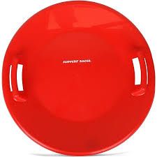 Photo 2 of 1PK Slippery Racer Heavy-Duty Cold Resistant Downhill Pro Adults and Kids Plastic Outdoor Winter Saucer Disc Snow Sled with Handles 2 Red