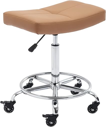 Photo 1 of CoVibrant Wide Rolling Stool with Locking Wheels Footrest Adjustable Height Swivel for Salon Kitchen
