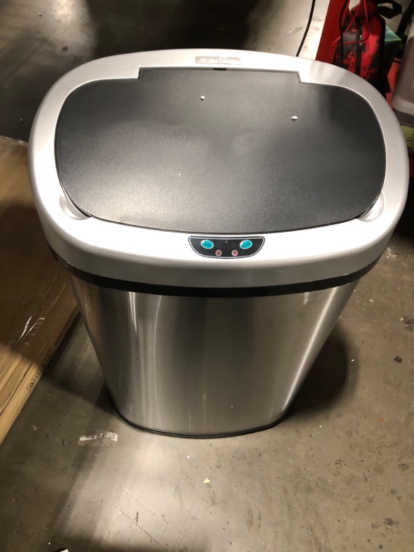 Photo 2 of iTouchless 13 Gallon SensorCan Touchless Trash Can with Odor Control System, Stainless Steel, Oval Shape Kitchen Bin Sensor Can