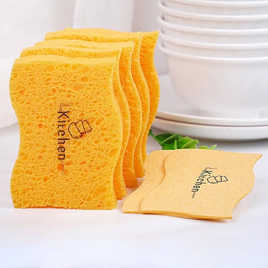 Photo 1 of 12 Packs of Scratch Free Cellulose Scrub Sponges, Double Sided Kitchen Cleaning Sponges, Durable Sponges for Tableware, Coated Cookware, Sink, Countertops