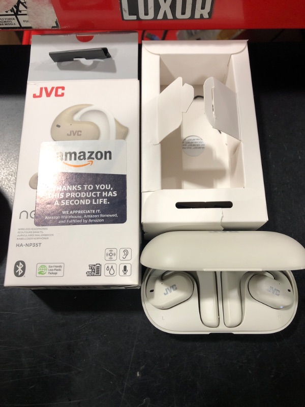 Photo 2 of JVC Nearphones HA-NP35T Wireless Bluetooth Sports Headphones - White, White,Cream