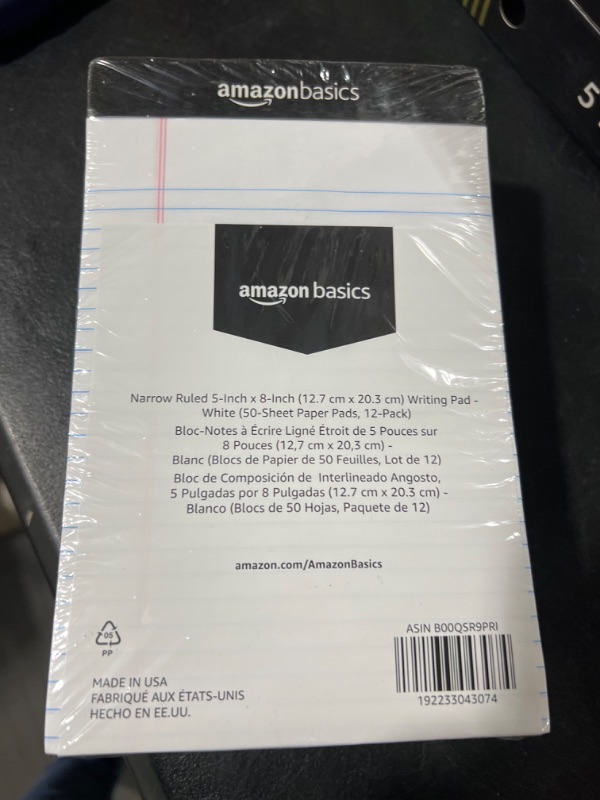 Photo 2 of Amazon Basics Narrow Ruled Lined Writing Note Pad, 5 inch x 8 inch, White, 12 Count (12 Pack of 50 pages) White 5-Inch by 8-Inch