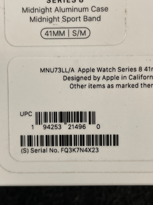 Photo 6 of Apple Watch Series 8 [GPS 41mm] Smart Watch w/Midnight Aluminum Case with Midnight Sport Band - S/M. Fitness Tracker, Blood Oxygen & ECG Apps, Always-On Retina Display, Water Resistant 41mm S/M - fits 130–180mm wrists 41mm Midnight Aluminium Case w Midnig