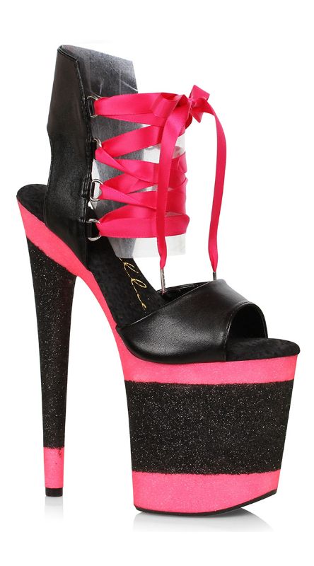 Photo 1 of 8" Layered Candy Platform Heels by Ellie Shoes, Black, Size 7 
