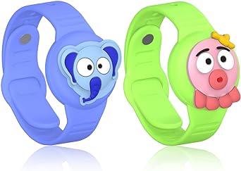 Photo 1 of [2 Pack] Kids AirTag Bracelet, Cute Airtag Wristband Kid Air Tag Holder for Apple Air tag, Cartoon Kids Air Tag Watch Band Silicone Airtags Accessories for Toddler Child Girls Boys